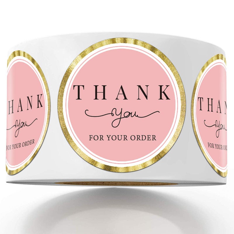 Mr.Mug 500 Thank You for Your Order Stickers, Chic Pink Thank You Stickers For Small Business, Thank You for Your Business Label Stickers, 1.4 Inches Thank You Stickers Roll. - Image 1
